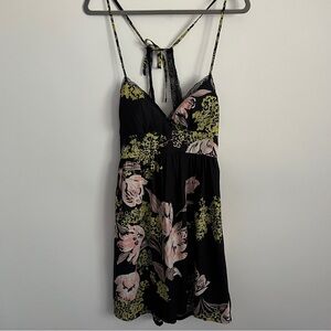 Charlotte Russe Y2K Floral Black Babydoll Dress-Women’s Size Small